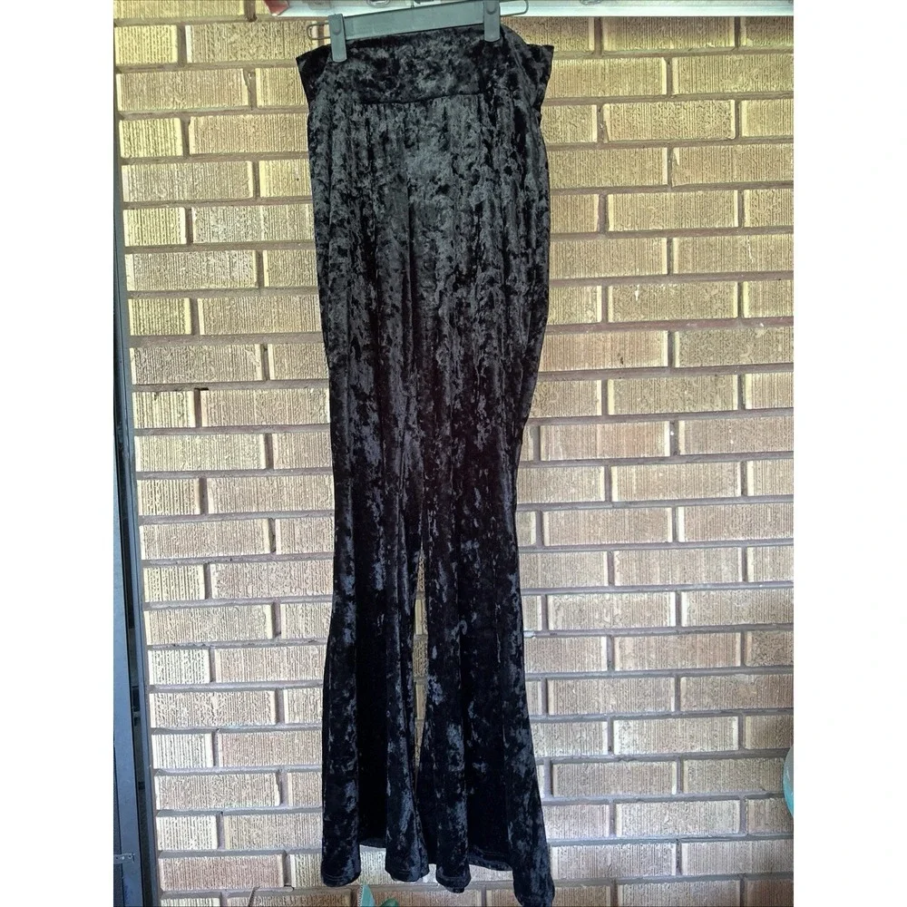 Set 2 Stretch Crushed Velvet Smooth Pajama Pants Leggings Size L/XL Girls Soft - Picture 2 of 13